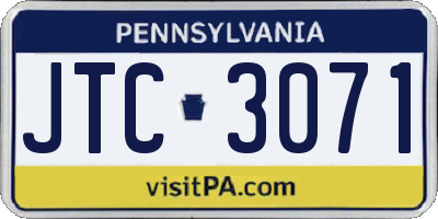 PA license plate JTC3071