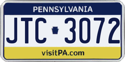 PA license plate JTC3072