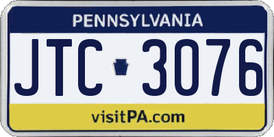 PA license plate JTC3076