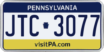 PA license plate JTC3077