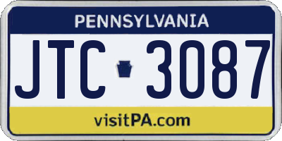 PA license plate JTC3087
