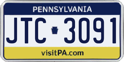 PA license plate JTC3091