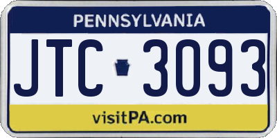 PA license plate JTC3093