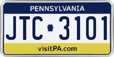 PA license plate JTC3101