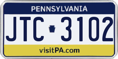 PA license plate JTC3102