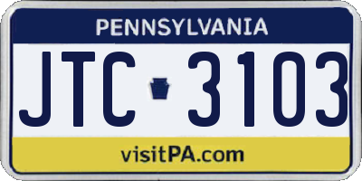 PA license plate JTC3103