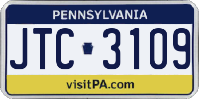 PA license plate JTC3109