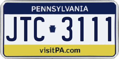 PA license plate JTC3111