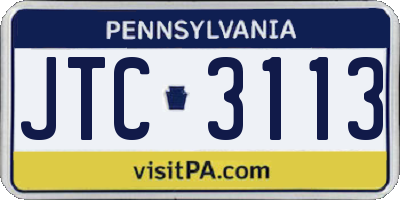 PA license plate JTC3113