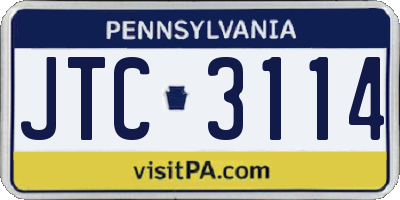 PA license plate JTC3114