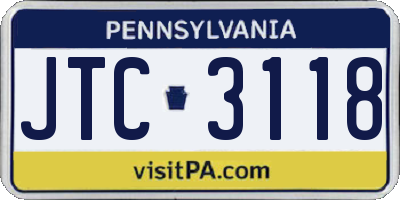PA license plate JTC3118