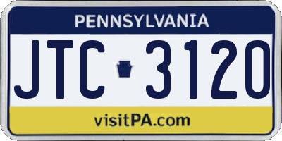 PA license plate JTC3120