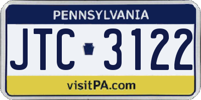 PA license plate JTC3122
