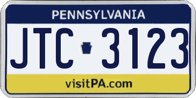 PA license plate JTC3123