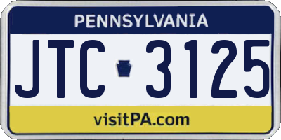 PA license plate JTC3125