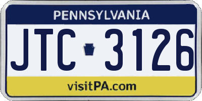 PA license plate JTC3126