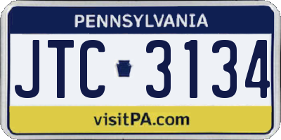 PA license plate JTC3134