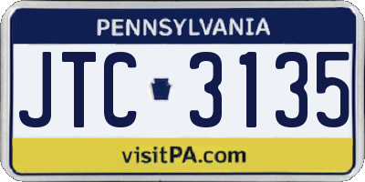 PA license plate JTC3135