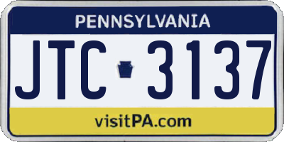 PA license plate JTC3137