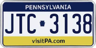 PA license plate JTC3138
