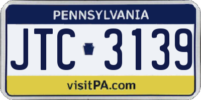PA license plate JTC3139