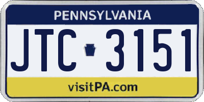 PA license plate JTC3151