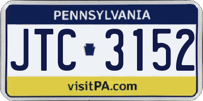 PA license plate JTC3152