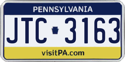 PA license plate JTC3163
