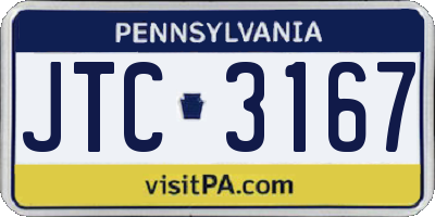 PA license plate JTC3167