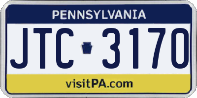 PA license plate JTC3170