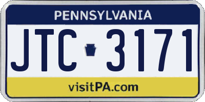 PA license plate JTC3171
