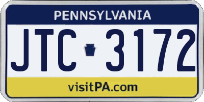 PA license plate JTC3172