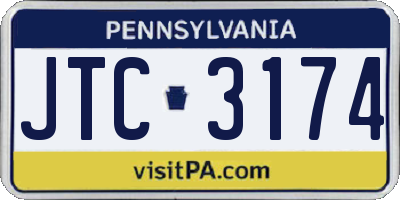 PA license plate JTC3174