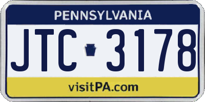 PA license plate JTC3178