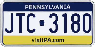 PA license plate JTC3180