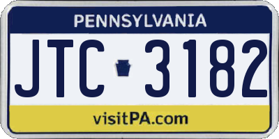 PA license plate JTC3182