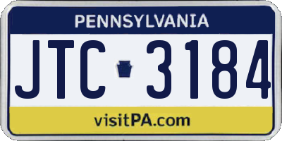 PA license plate JTC3184