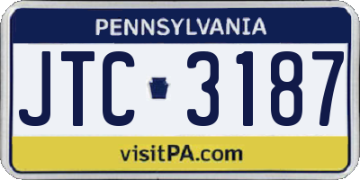 PA license plate JTC3187