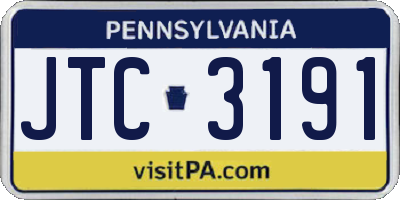 PA license plate JTC3191