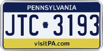 PA license plate JTC3193