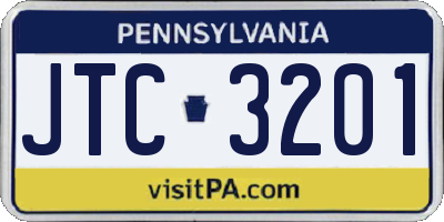 PA license plate JTC3201