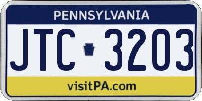 PA license plate JTC3203