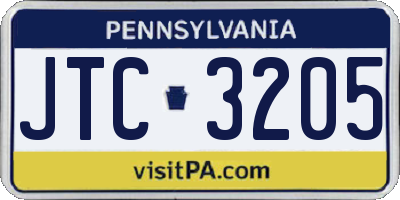 PA license plate JTC3205