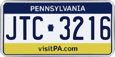 PA license plate JTC3216