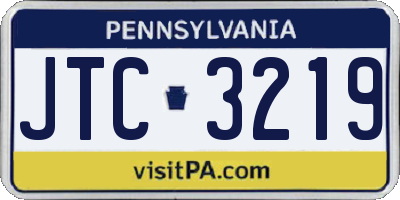 PA license plate JTC3219