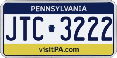 PA license plate JTC3222