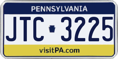 PA license plate JTC3225