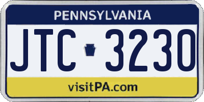 PA license plate JTC3230