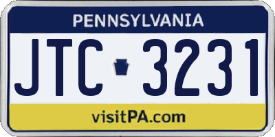 PA license plate JTC3231