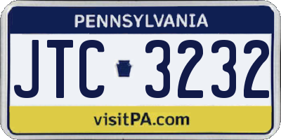 PA license plate JTC3232